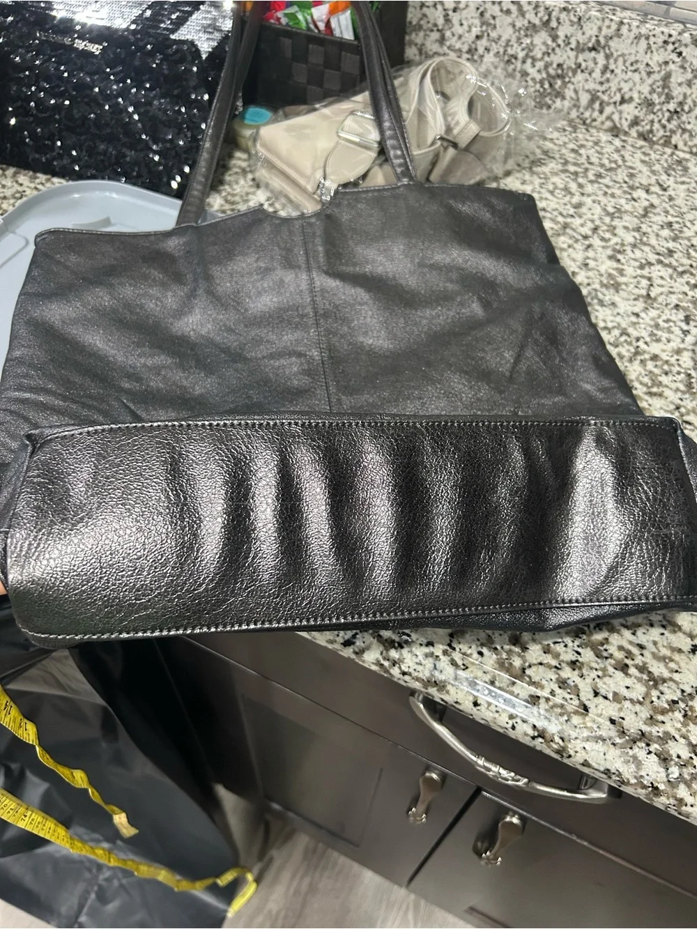 Wilsons Leather Metallic Black Tote